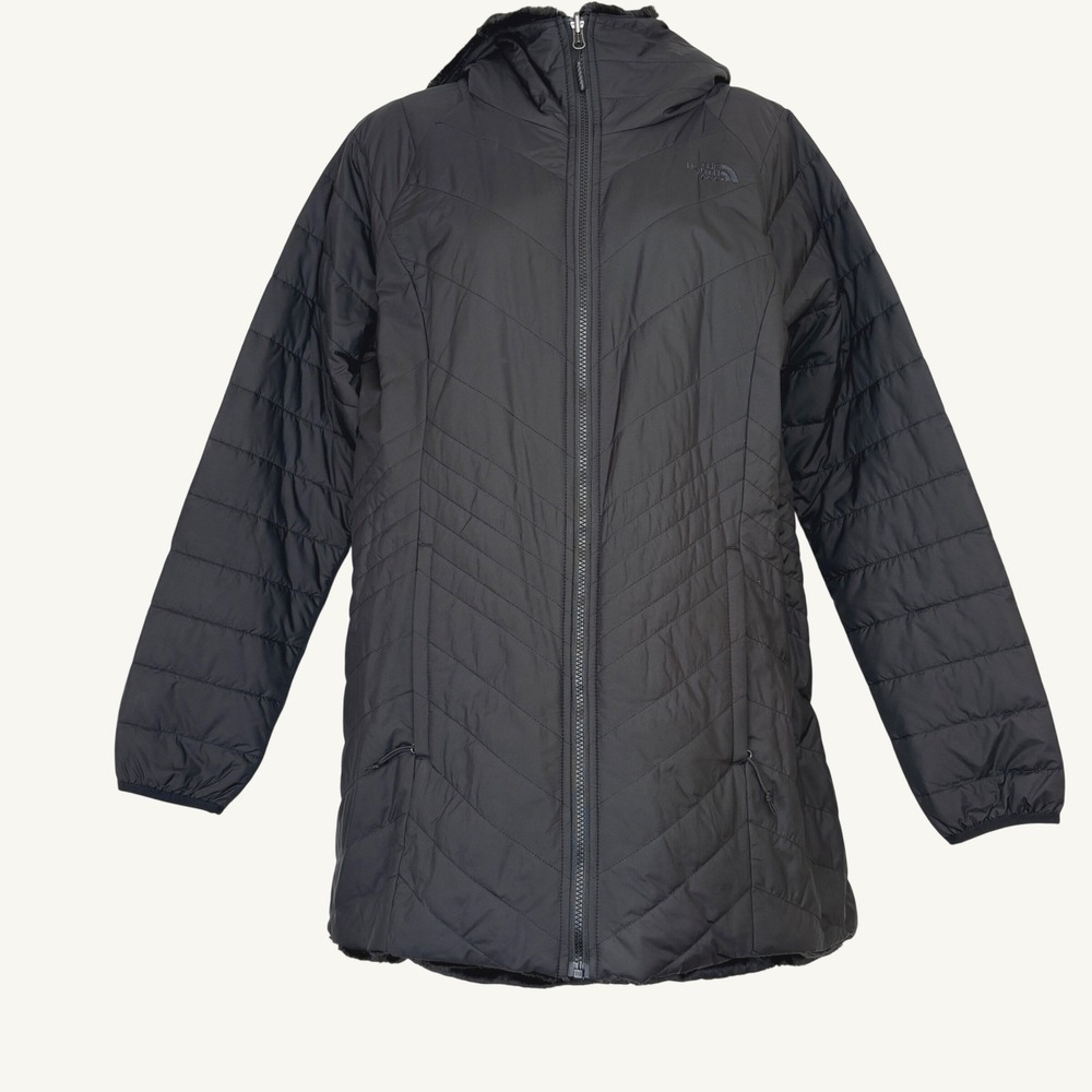 The North Face Womens L Reversible Mossbud Swirl Parka Black Quilted NF0A3MES